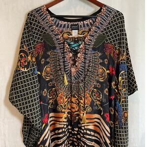 Sakkas Yeni Short Sleeve V Neck Caftan long Summer Dress